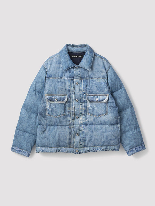 DIGITAL PRINT DENIM PUFFER JACKET