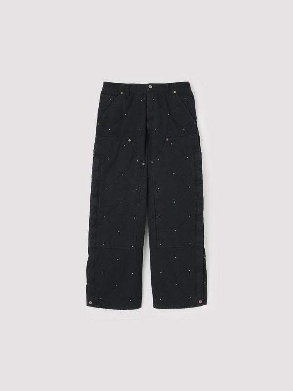 STUDS QUILTING CANVAS WORK PANTS