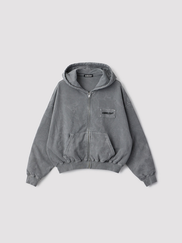 WASHED CROPPED ZIP HOODIE