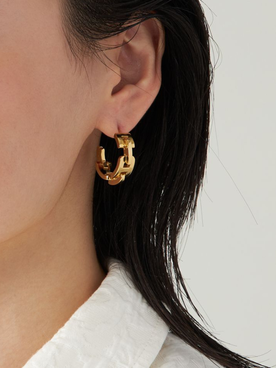 A CHAIN RING EARRINGS 詳細画像 Gold 2