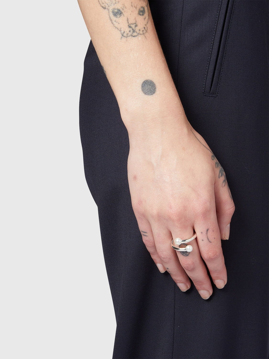 SMALL PEARL BARBELL RING 詳細画像 Silver 3