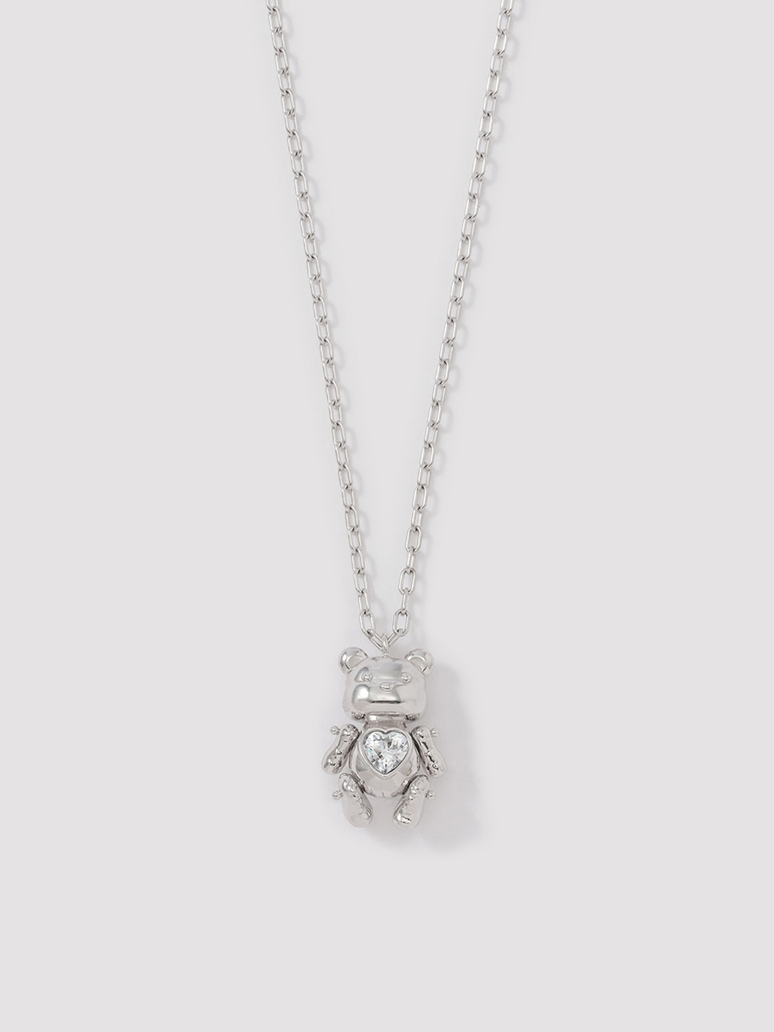 TEDDY BEAR HEART CHARM NECKLACE 詳細画像 Silver 1