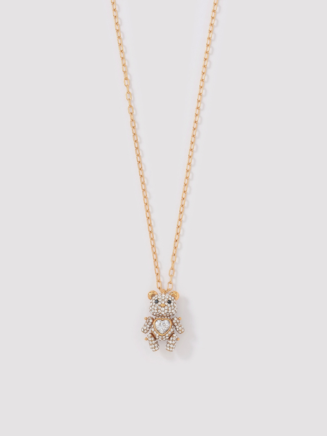 PAVE TEDDY BEAR HEART CHARM NECKLACE 詳細画像 Gold 1