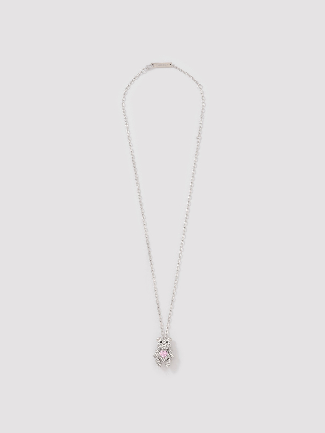PAVE TEDDY BEAR HEART CHARM NECKLACE 詳細画像 Silver&times;Pink 2