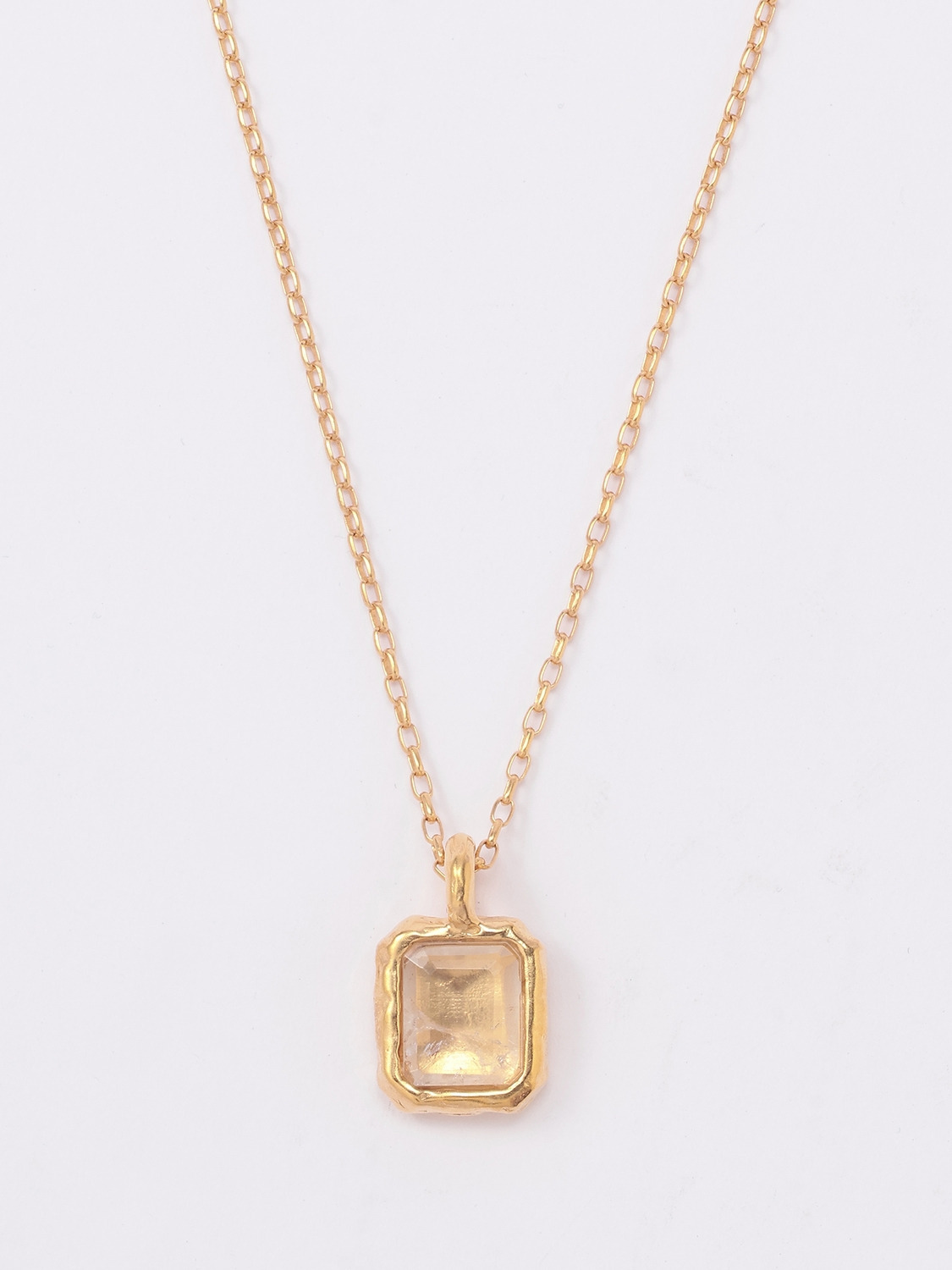 SQUARE CUT STONE CHARM NECKLACE 詳細画像 Clear 1