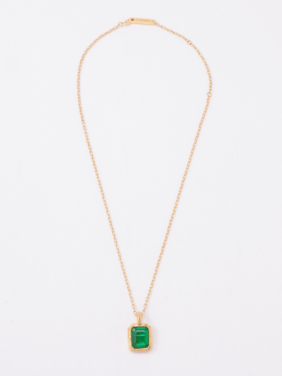 SQUARE CUT STONE CHARM NECKLACE 詳細画像 Green 2