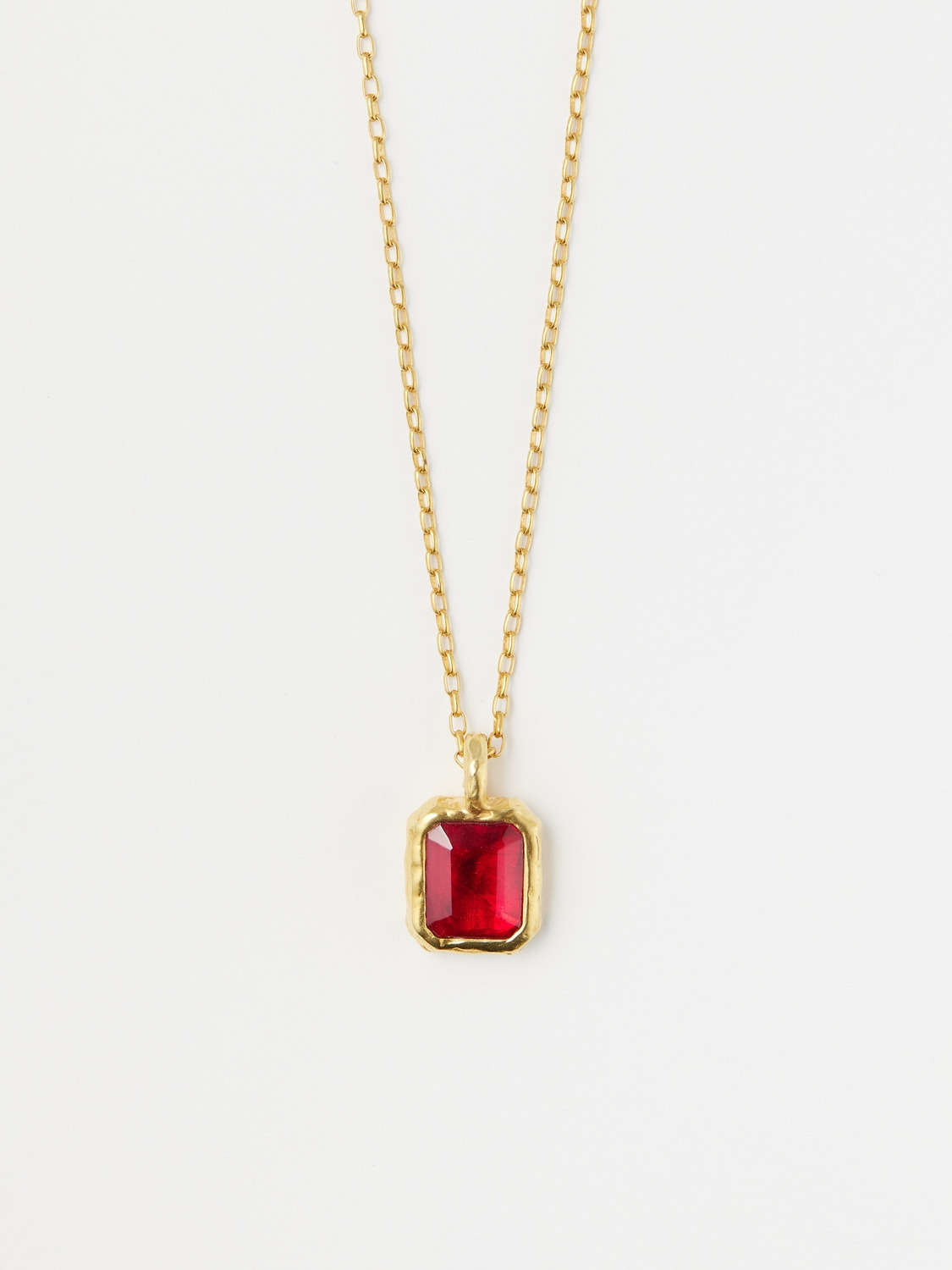 SQUARE CUT STONE CHARM NECKLACE 詳細画像 Red 1
