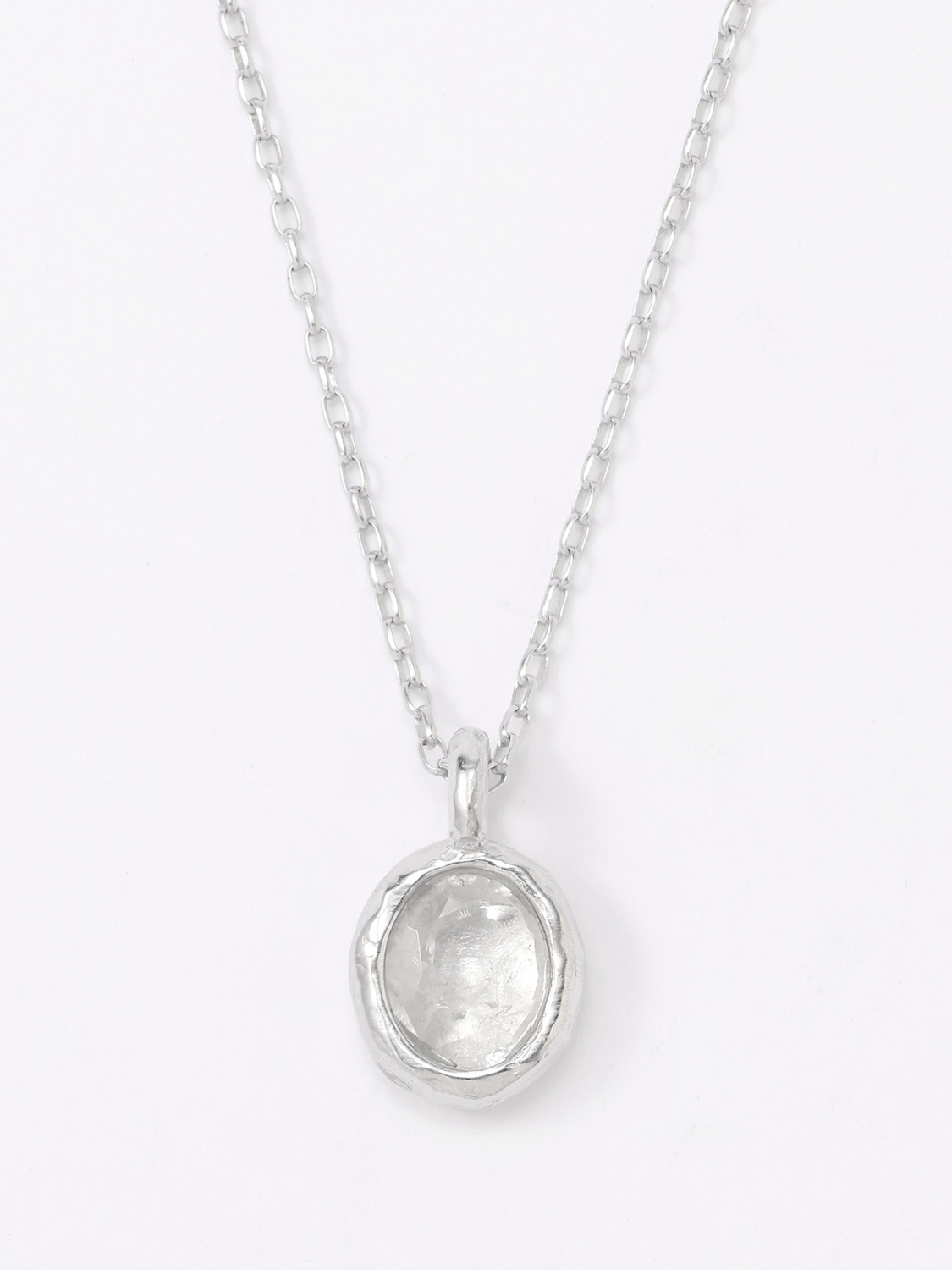 OVAL CUT STONE CHARM NECKLACE 詳細画像 Clear 1