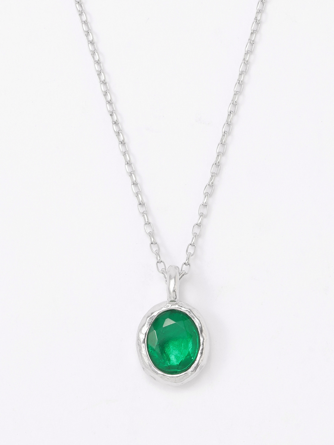 OVAL CUT STONE CHARM NECKLACE 詳細画像 Green 1