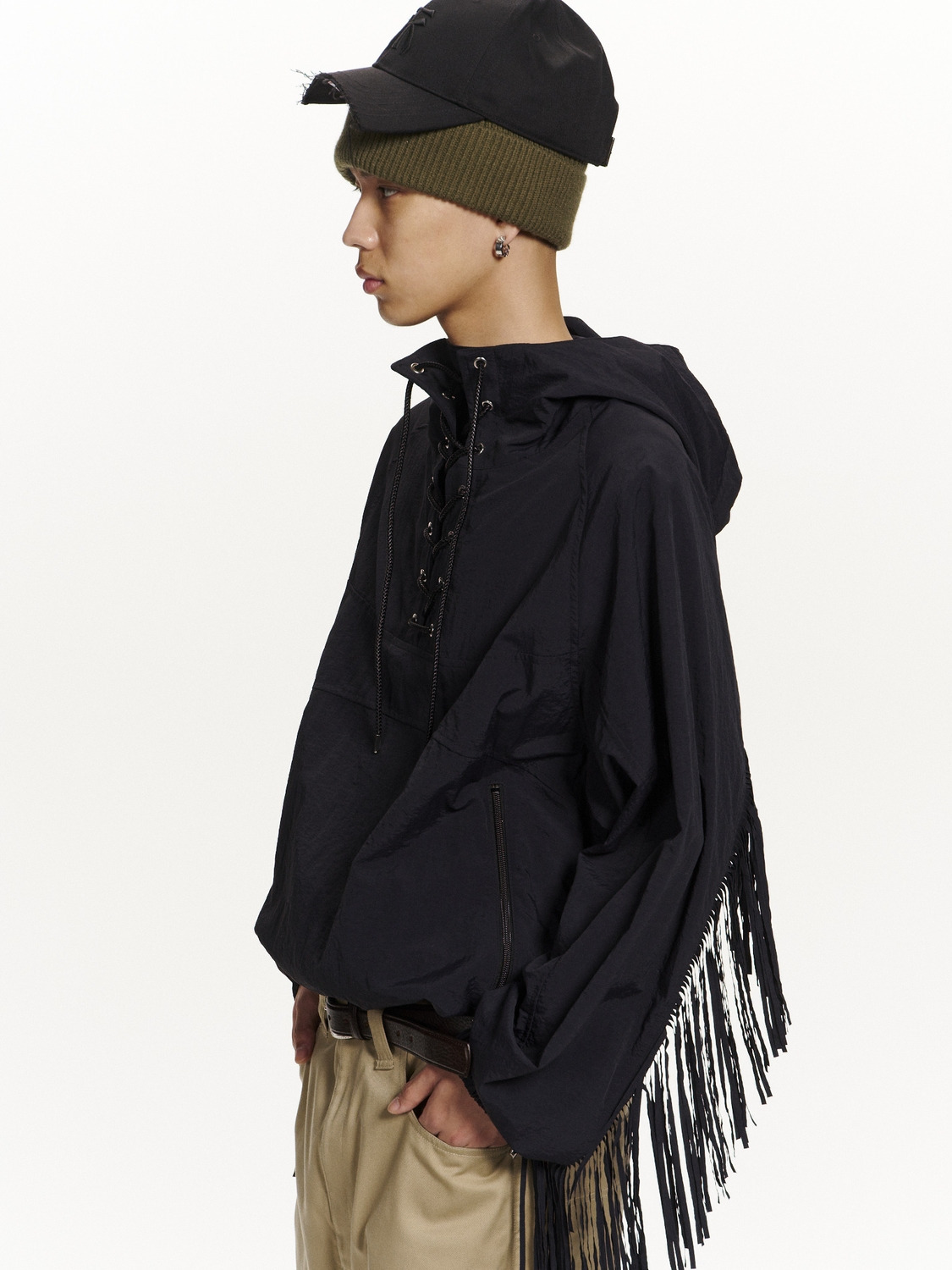 FRINGED NYLON ANORAK 詳細画像 Black 6
