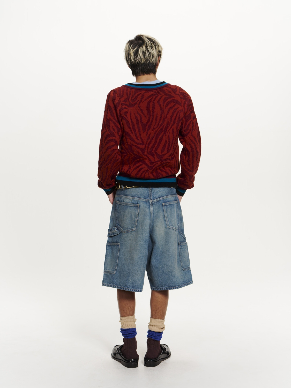 ZEBRA PATTERN KNIT SWEATER 詳細画像 Burgundy 5