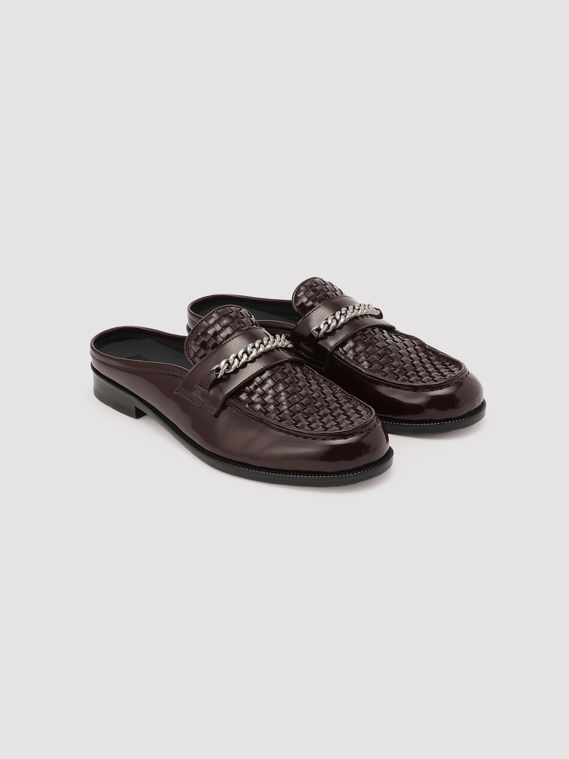 BRAIDED LEATHER SLIP-ON LOAFERS 詳細画像 Burgundy 1