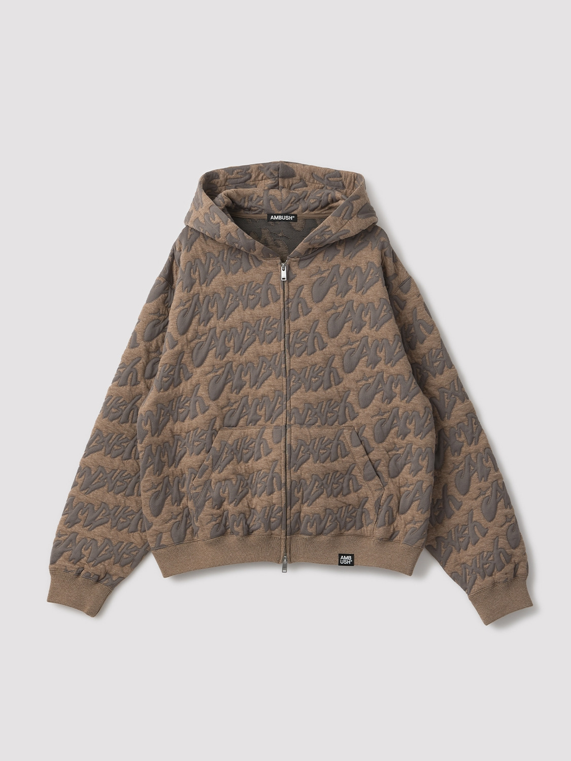 STICKERS LOGO JACQUARD ZIP HOODIE 詳細画像 Taupe 1