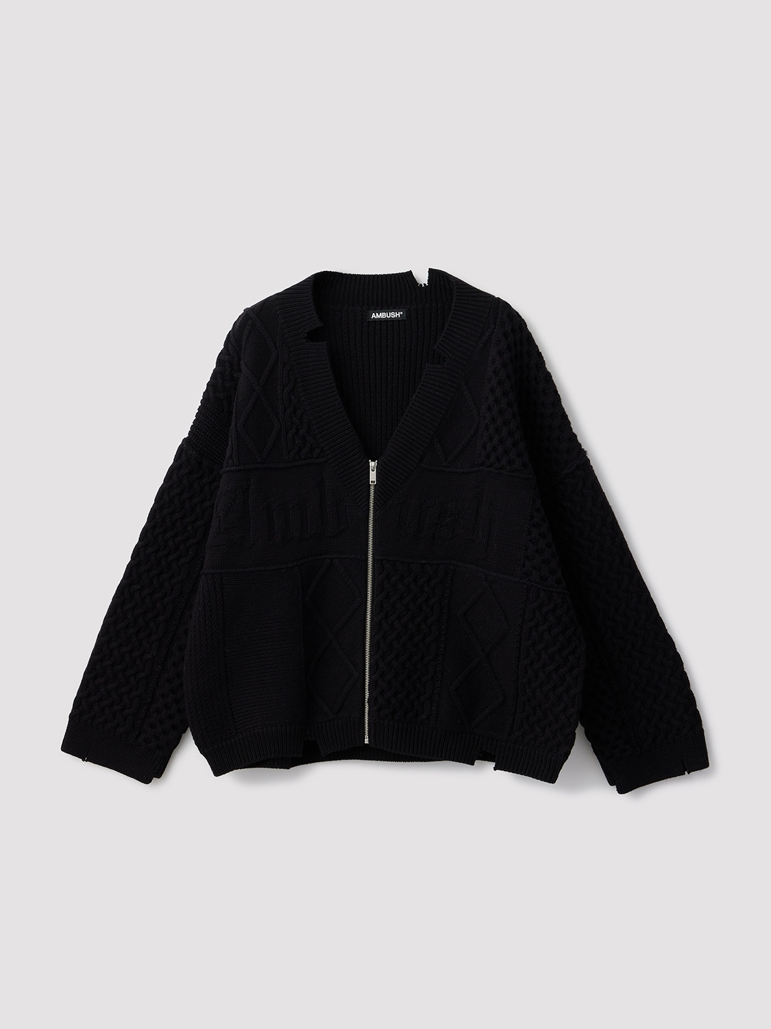 MENS CABLE ZIP KNIT CARDIGAN 詳細画像 Black 1