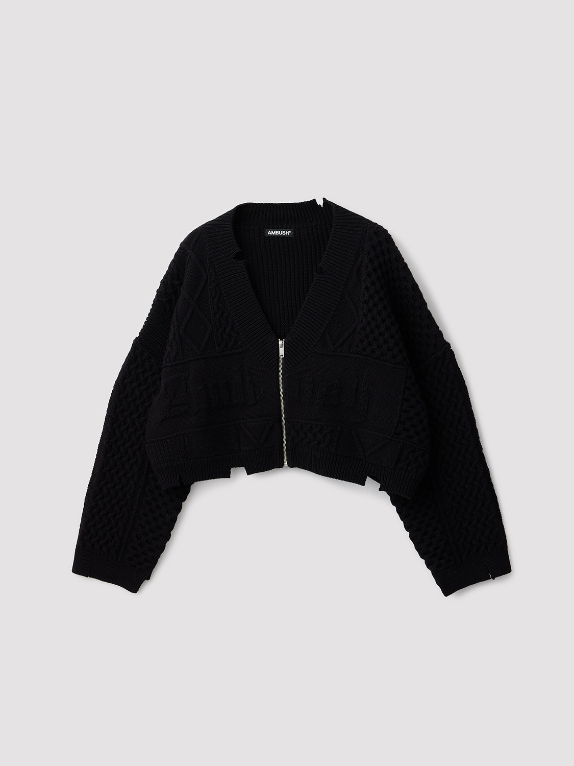 WOMENS CABLE ZIP KNIT CARDIGAN 詳細画像 Black 1